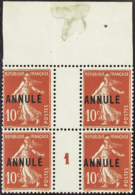 N° ON              1 8 10c Semeuse Rouge Bloc De 4 Ht De Feuille Mill1 (1ex*)  Qualité: ** Cote: 360  - Altri & Non Classificati