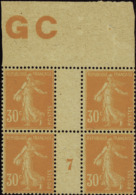 N° 1 41 30c Semeuse Orange Bloc De 4 Manchette GC Mill 7  Qualité: ** Cote: 300  - Autres & Non Classés