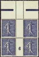 N° 1 32 B 25c Bleu-noir Bloc De 4 Haut De Feuille Mill 6  Qualité: ** Cote: 2800  - Altri & Non Classificati