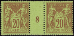 N° 9 6 20c Brique Sur Vert Millésime 8  Qualité: ** Cote: 340  - Altri & Non Classificati