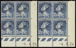 N° S               5 6 A 25c Semeuse Bleu 4-4-24 Les 2 Galvanos  Qualité: ** Cote: 790  - Sonstige & Ohne Zuordnung