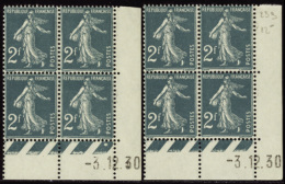 N° 2 39 2f Semeuse Vert-bleu 3-12-30 Les 2 Galvanos  Qualité: ** Cote: 334  - Other & Unclassified