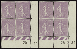 N° 1 97 45c Semeuse Lignée 25-2-31 Les 2 Galvanos  Qualité: ** Cote: 156  - Other & Unclassified