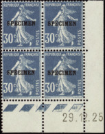 N° 1 92 30c Semeuse Bleu Surcharge Spécimen 29-12-25  Qualité: ** Cote: 172  - Autres & Non Classés