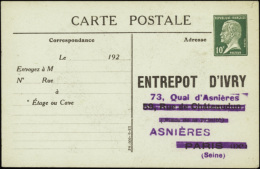 N° 1 70 CP1  10c Pasteur "Entrepôt D'Ivry" Asnières  Qualité:  Cote: .....  - Autres & Non Classés