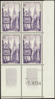 N° 9 79 A 12f Quimper Violet Unicolore Bloc De 4 Coin Daté  Qualité: ** Cote: -520 - Other & Unclassified