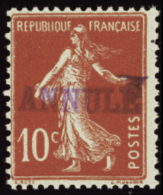 N° 1 8 A 10c Semeuse Rouge Surcharge Violette  Qualité: ** Cote: 260  - Autres & Non Classés