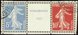 N° 2 42 A Strasbourg 1927 Paire Avec Intervalle TB  Qualité: OBL Cote: 800  - Autres & Non Classés