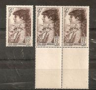 VARIETE  DUO N 738  **  - 1 DUO COULEUR NOIRE AU LIEU DE BRUN LILAS EN BORD FEUILLE  - COTE  180 EUROS - Unused Stamps