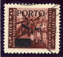 YUGOSLAVIA (ISTRIA) 1945 Postage Due 8 L. Surcharge On 0.50 L.  Used.  Michel Porto 5 - Segnatasse