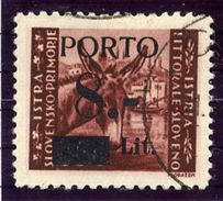 YUGOSLAVIA (ISTRIA) 1945 Postage Due 8 L. Surcharge On 0.50 L.  Used.  Michel Porto 5 - Impuestos