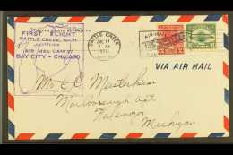 1928 FIRST FLIGHT COVER  (July 17th) Battle Creek To Karlamazoo Bearing 8c Air Mail (Scott C4) & 2c Valley... - Other & Unclassified