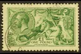 1913  £1 Green "Seahorse", SG 403, Fine Cds Used With One Shortish Perf. Lovely For More Images, Please... - Non Classés