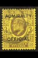 OFFICIALS  ADMIRALTY. 1903 3d Purple/yellow, SG O106, Cds Used For More Images, Please Visit... - Non Classés