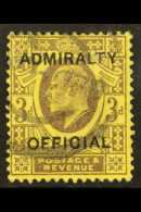 OFFICIALS  ADMIRALTY. 1903 3d Purple/yellow, SG O106, Cds Used For More Images, Please Visit... - Ohne Zuordnung