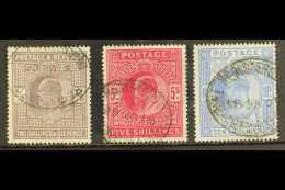 1902-10  2s 6d, 5s & 10s De La Rue Printings, SG.260, 263 & 265, Fine To Very Fine Used With Light... - Unclassified