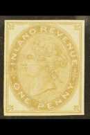 POSTAL FISCAL  1878 1d Die 4 IMPERF. COLOUR TRIAL In Yellow- Ochre On Gummed, Watermarked Paper (as SG F22) For... - Sonstige & Ohne Zuordnung