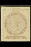 POSTAL FISCAL  1860-7 1d Lilac, Wmk Anchor 16mm (as SG F12), IMPERFORATE IMPRIMATUR With 4 Large Margins, Lightly... - Sonstige & Ohne Zuordnung