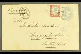 1896 (6 JUL) PERFIN COVER  A 2½d Privately Printed Stationery Envelope Registered To Switzerland And... - Sonstige & Ohne Zuordnung
