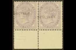 1881  1d Lilac (16 Dots) Handstamped "SPECIMEN" (SG Type 9), SG 172s, Never Hinged Mint PAIR With Sheet Margin At... - Other & Unclassified