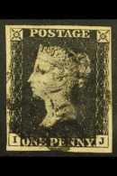 1840  1d Black 'I J' Plate 4, SG 2, Used With 4 Margins & Black MC Cancellation. For More Images, Please... - Unclassified