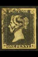 1840  1d Black 'ME' Plate 5, SG 2, Used With 4 Margins & Neat Black MC Pmk Over One Corner. For More Images,... - Non Classés