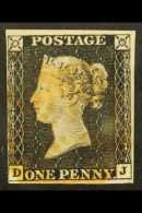 1840  1d Black 'DJ', SG 2, Used With 4 Good / Very Close Margins, Light Red MC Cancel. For More Images, Please... - Non Classés