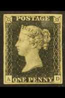 1840  1d Black 'AD' Plate 8, SG 2, SUPERB UNUSED Regummed Simply Stunning Example With 4 Well- Balanced Margins... - Unclassified