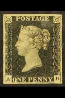 1840  1d Black 'AD' Plate 8, SG 2, SUPERB UNUSED Regummed Simply Stunning Example With 4 Well- Balanced Margins... - Non Classés