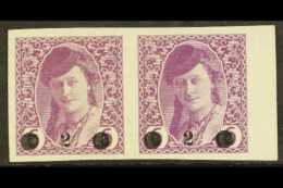ISSUES FOR BOSNIA  1919 "2" On 6h Mauve Surcharge (Michel 27, SG 50), Mint Marginal Horizontal PAIR, Fresh, Minor... - Andere & Zonder Classificatie