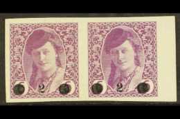 ISSUES FOR BOSNIA  1919 "2" On 6h Mauve Surcharge (Michel 27, SG 50), Mint Marginal Horizontal PAIR, Fresh, Minor... - Sonstige & Ohne Zuordnung