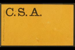 1861 PATRIOTIC COVER.  Unused Envelope With Large Black "C.S.A" And Small Imprint "New Orleans, Envelope Depot,... - Autres & Non Classés