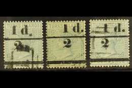 1893  "½" And Bars Surcharge On 4d Grey, All 3 Continuos Surch Types, SG 67/69, Fine To Very Fine Used. (3... - Turks & Caicos