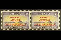 OFFICIALS  1967 1p On 5s Yellow & Lilac Air Surcharge, SG O21, Very Fine Never Hinged Mint Horizontal PAIR,... - Tonga (...-1970)