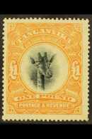 1922-24  £1 Yellow-orange Giraffe Wmk Upright, SG 88a, Mint, One Short Perf, Fresh Colour. For More Images,... - Tanganyika (...-1932)