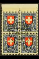 1923  40c (+10c) Pro Juventute (Mi 188, Zum 28), Upper Marginal BLOCK OF FOUR Very Fine Used With Central Cds.... - Other & Unclassified