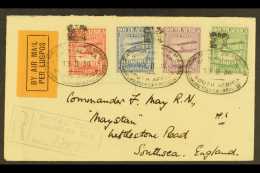 1934 ROYAL TOUR  Registered & Airmailed Cover To England Franked With Complete 1925 Airmails Set, Oval "Royal... - Ohne Zuordnung