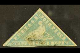 CAPE OF GOOD HOPE  1861 4d Pale Grey Blue On Laid Paper, SG 14a, Lightly Used With 3 Margins & Tiny Thin. Cat... - Sin Clasificación