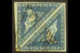 CAPE OF GOOD HOPE  1855-63 4d Deep Blue/white Paper, SG 6, Lightly Used "Tete Beche" Pair With 4 Margins For More... - Unclassified