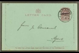 1916  One Penny Dull Claret On Blue (note Along Bottom 94mm Long) LETTER CARD, H&G 1a, Very Fine With Unstuck... - Samoa (Staat)