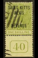 POSTAL FISCAL  1885 1s Olive SG R6, Fine Used With "40" Control Attached. For More Images, Please Visit... - St.Kitts-et-Nevis ( 1983-...)