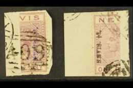 1883  ½d On 1d Bisects Both Types Violet Or Black Surcharges, SG 35/6, Used On Pieces (2). For More... - St.Cristopher-Nevis & Anguilla (...-1980)