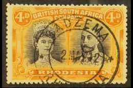 1910-13  4d Black & Orange Double Heads With GASH IN EAR Variety, SG 140 Var (see Note In The SG Catalogue),... - Other & Unclassified