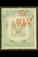 1897  1d On 3s Black And Sea-green With SURCHARGE DOUBLE, SG 53c, Very Lightly Hinged Mint. For More Images,... - Nyasaland (1907-1953)