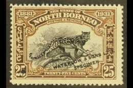 1931  25c Clouded Leopard BNBC Anniversary SAMPLE COLOUR TRIAL In Black And Brown (issued In Black And Violet),... - Nordborneo (...-1963)