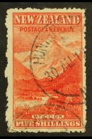 1902-07  5s Deep Red "Mt Cook" On Thin Hard Cowan Paper, Perf 14, SG 329, Fine Used With Neat Cds Cancellations.... - Other & Unclassified