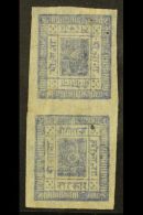 1897  2a Violet Blue Imperf From Setting 12, VERTICAL TETE-BECHE PAIR, H&V 16c (SG 15a), Unused With 4... - Népal
