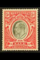 1903  KEVII 5s Black And Scarlet, Wmk Crown CC, SG 23, Very Fine Lightly Hinged Mint. For More Images, Please... - Montserrat