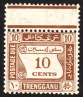 TRENGGANU  1937 10c Brown Postage Due, SG D4, Never Hinged Mint. Scarce! For More Images, Please Visit... - Autres & Non Classés