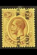 1917  3d Purple On Yellow, "War Stamp" Variety "Opt Sideways, Reading Up", SG 75d, Very Fine Mint. Scarce Stamp.... - Giamaica (...-1961)